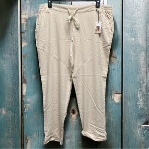 Sincerely Jules Khaki Linen Blend Pull-On Convertible‎ Length Pants